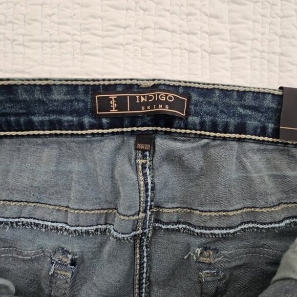 Indigo Skins Bootcut Jeans Men's 36x30 Contrast Stitch Flap Pkt Embroidery NWT - Picture 9 of 16